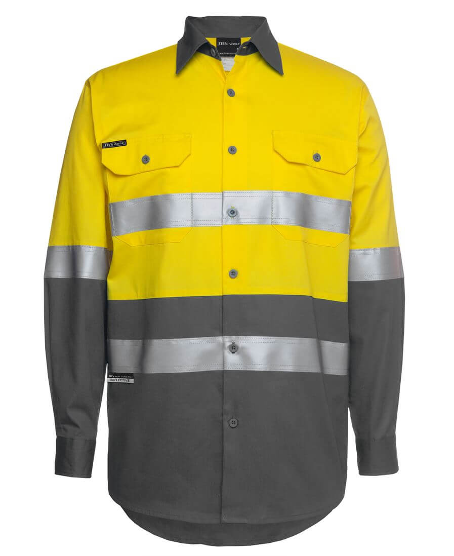 Custom business logo Hi Vis L/S D&N 150g Work Shirt from JB's available at Workwear Ink