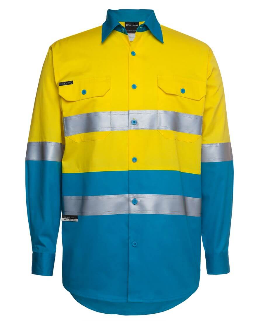 Custom business logo Hi Vis L/S D&N 150g Work Shirt from JB's available at Workwear Ink