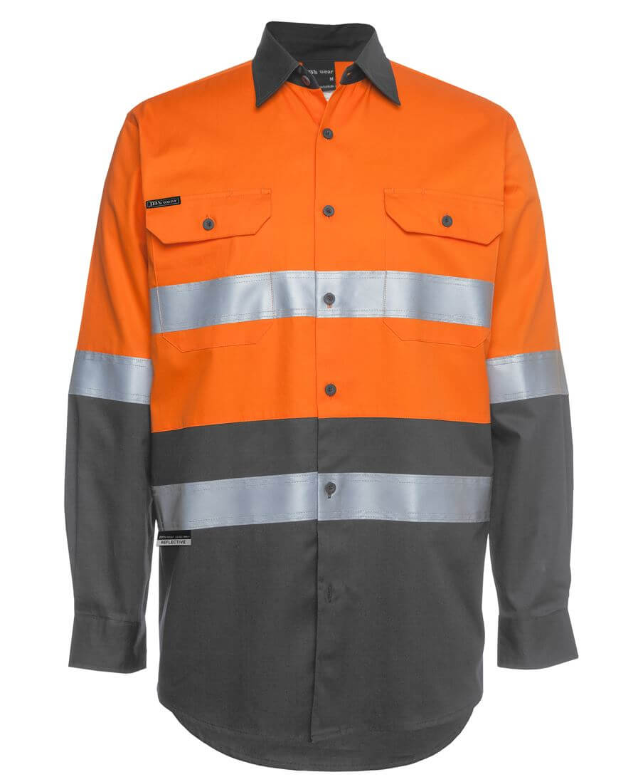 Custom business logo Hi Vis L/S D&N 150g Work Shirt from JB's available at Workwear Ink