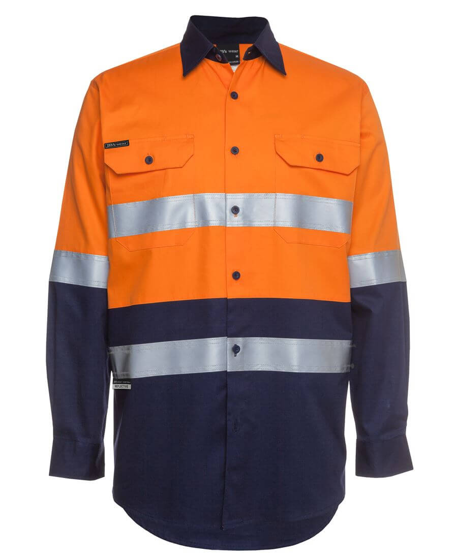 Custom business logo Hi Vis L/S D&N 150g Work Shirt from JB's available at Workwear Ink