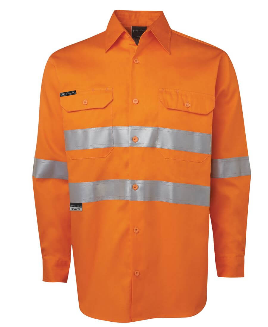 Custom business logo Hi Vis L/S D&N 150g Work Shirt from JB's available at Workwear Ink