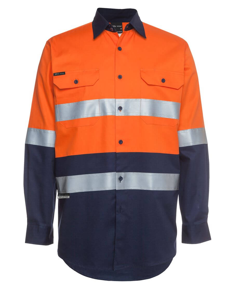 Custom business logo Hi Vis L/S D&N 190g Work Shirt from JB's available at Workwear Ink