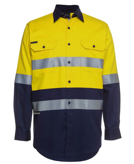 Custom business logo Hi Vis L/S D&N 190g Work Shirt from JB's available at Workwear Ink