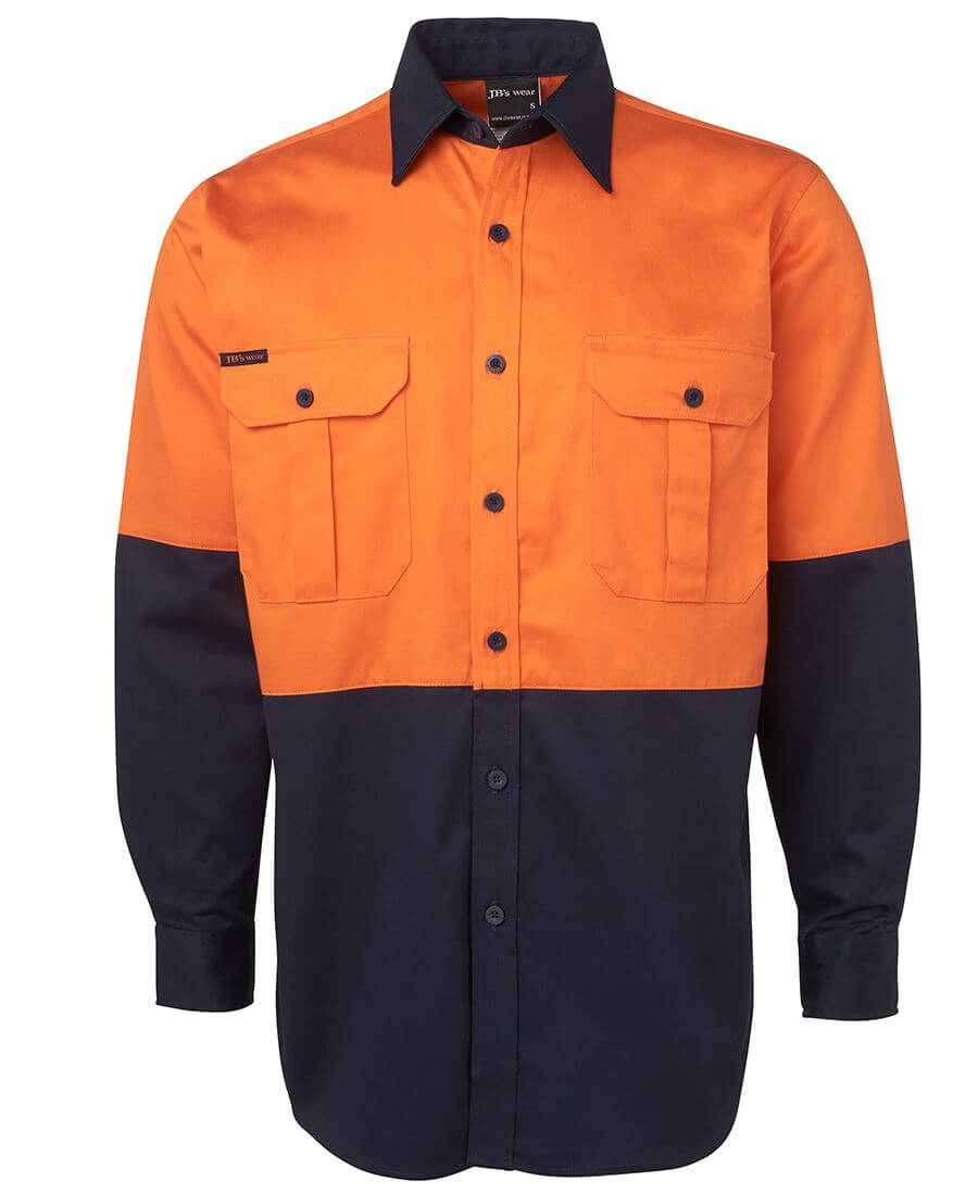 Custom business logo Hi Vis L/S 190g Work Shirt from JB's available at Workwear Ink