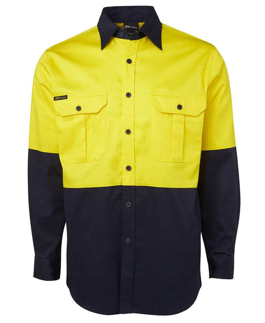 Custom business logo Hi Vis L/S 190g Work Shirt from JB's available at Workwear Ink