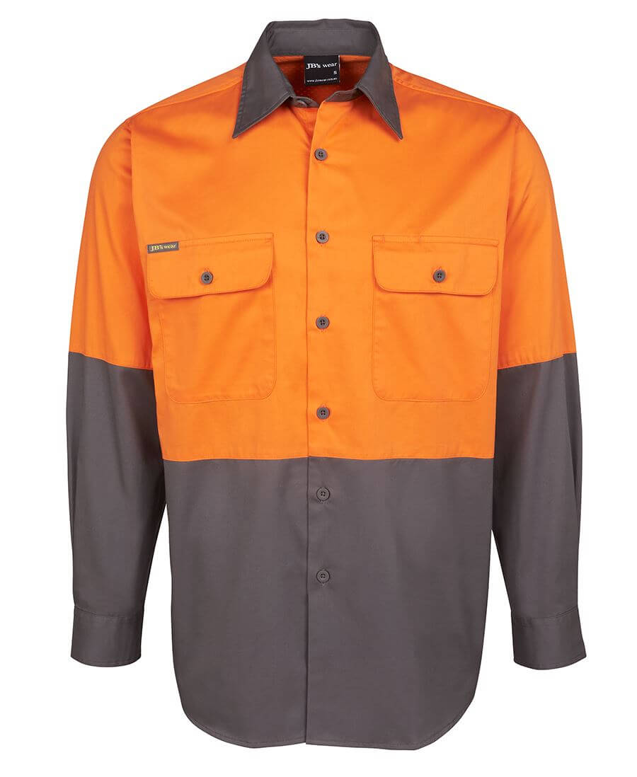 Custom business logo Hi Vis L/S 150g Work Shirt from JB's available at Workwear Ink