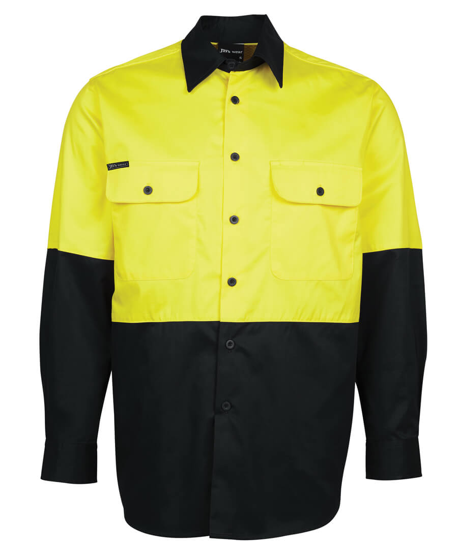 Custom business logo Hi Vis L/S 150g Work Shirt from JB's available at Workwear Ink