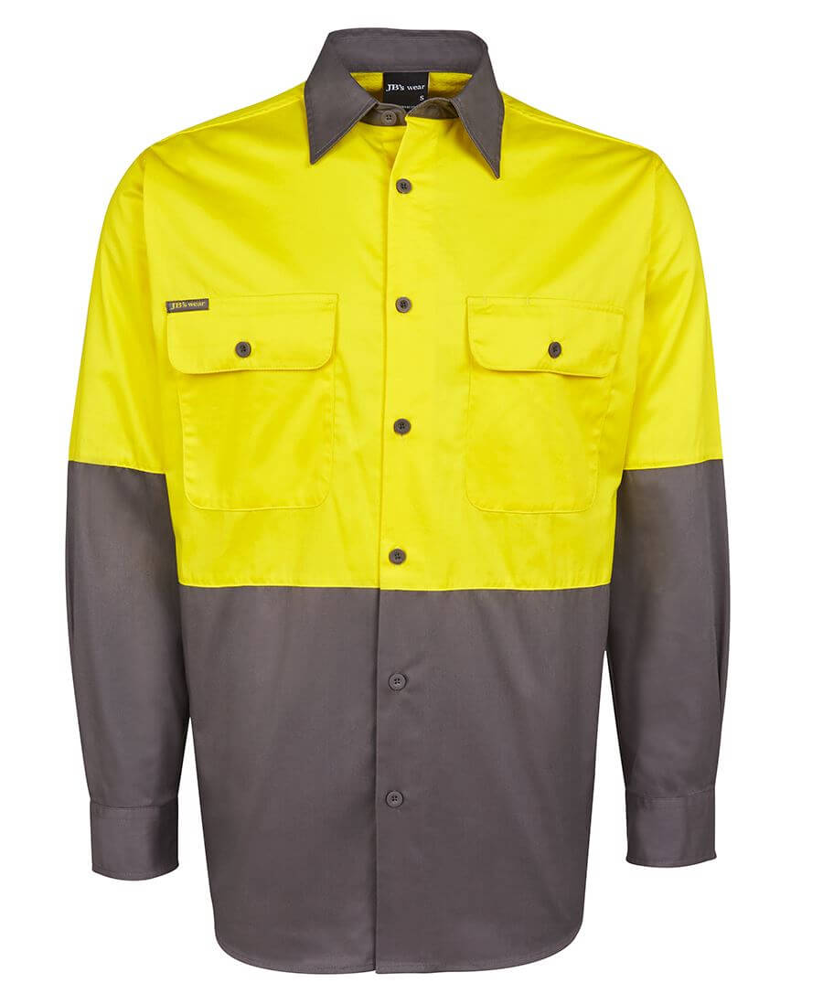 Custom business logo Hi Vis L/S 150g Work Shirt from JB's available at Workwear Ink