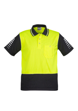 Custom business logo Men's Hi Vis Zone Short Sleeve Polo from Syzmik Workwear available at Workwear Ink