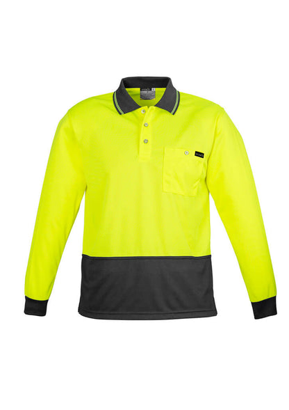 Custom business logo Mens Hi Vis Comfort Back Long Sleeve Polo from Syzmik Workwear available at Workwear Ink