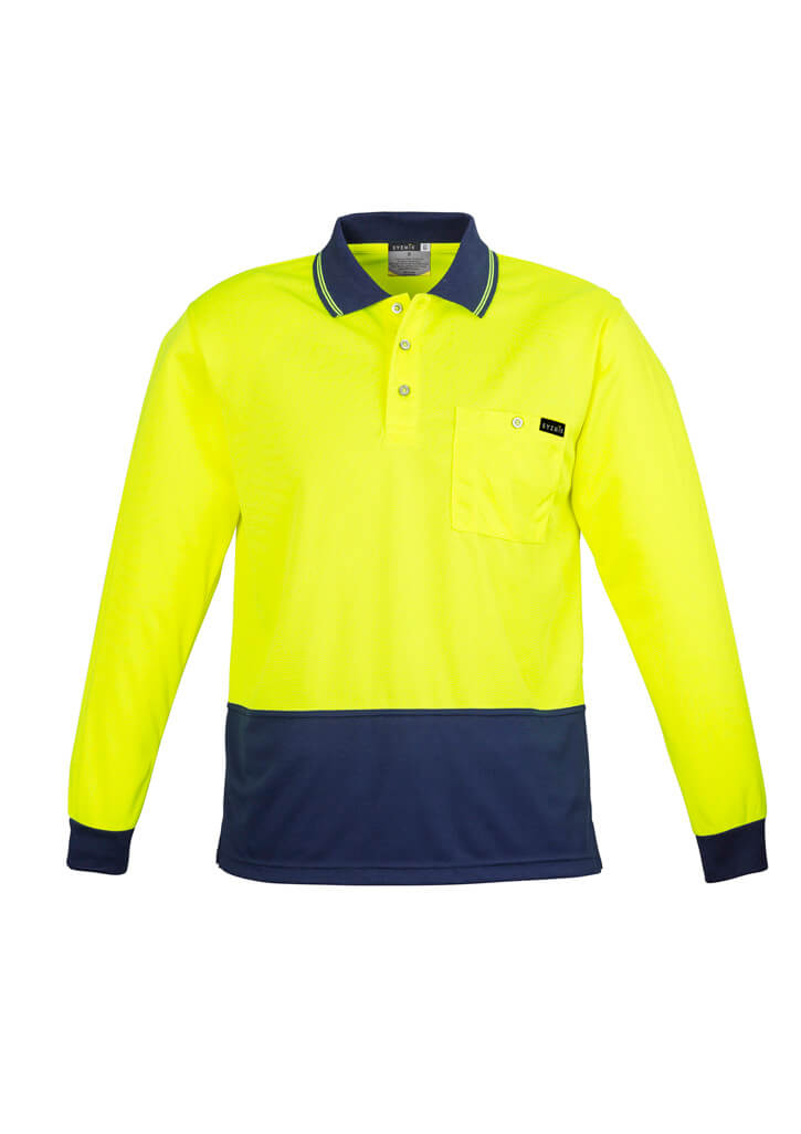 Custom business logo Mens Hi Vis Comfort Back Long Sleeve Polo from Syzmik Workwear available at Workwear Ink