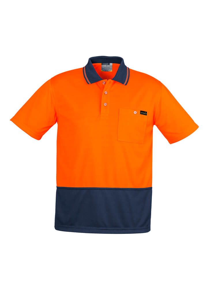 Custom business logo Mens Hi Vis Comfort Back Short Sleeve Polo from Syzmik Workwear available at Workwear Ink