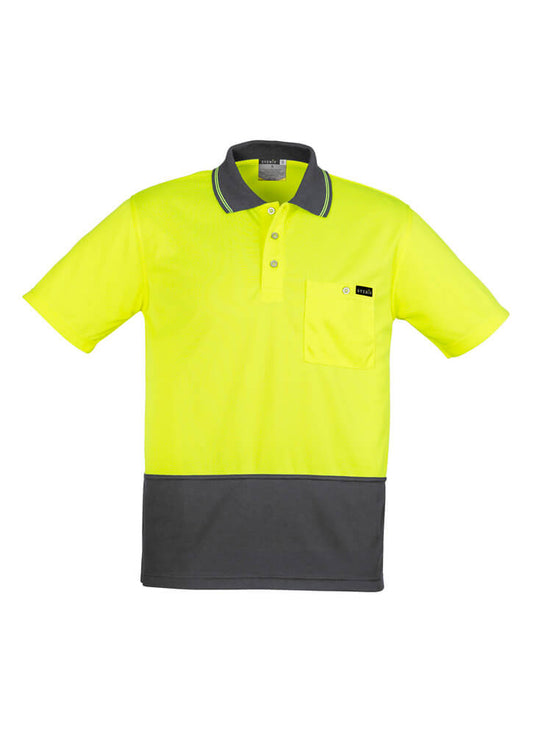 Custom business logo Mens Hi Vis Comfort Back Short Sleeve Polo from Syzmik Workwear available at Workwear Ink