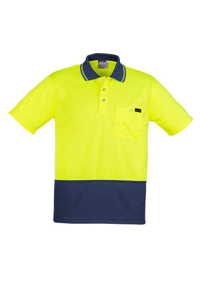 Custom business logo Mens Hi Vis Comfort Back Short Sleeve Polo from Syzmik Workwear available at Workwear Ink