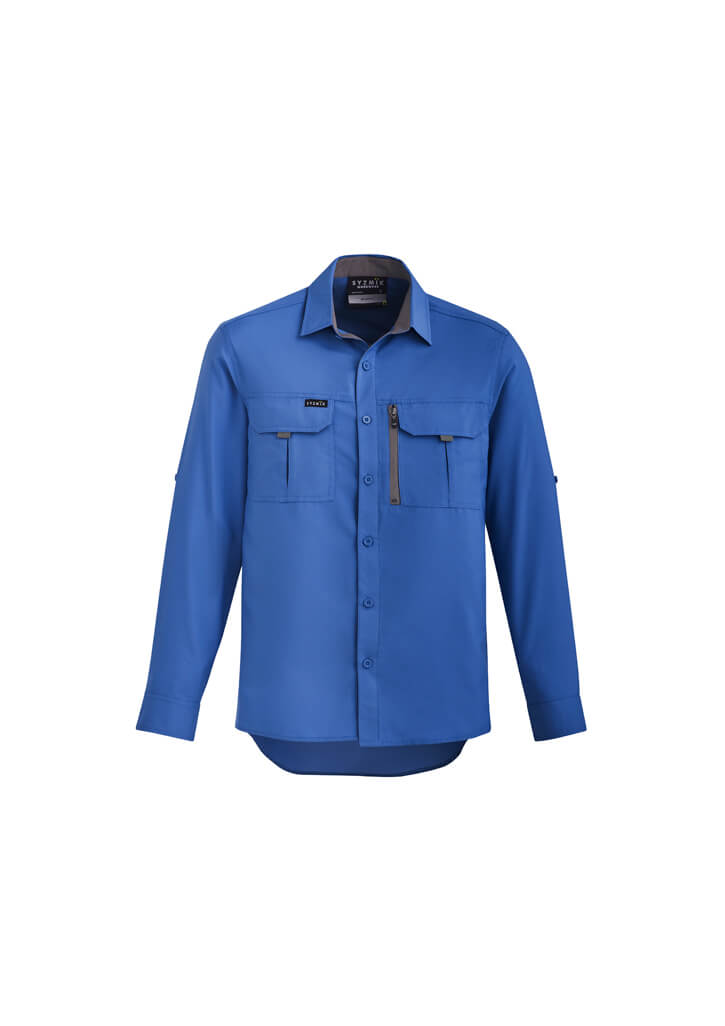 Custom business logo Men's Outdoor Long Sleeve Shirt from Syzmik Workwear available at Workwear Ink