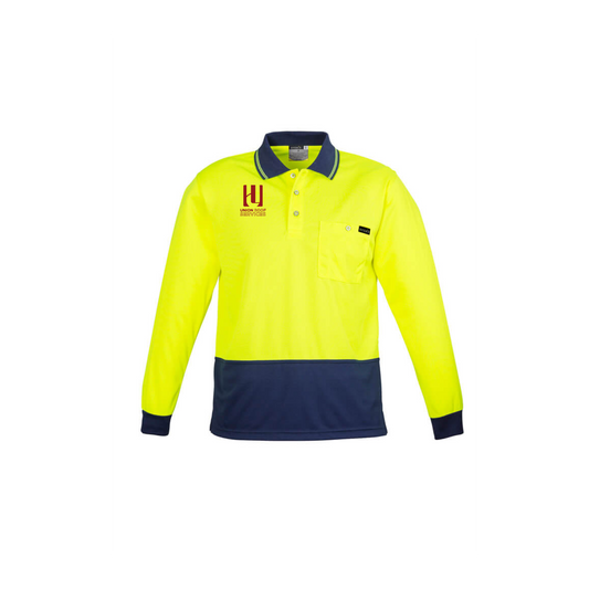 Mens Hi Vis Comfort Back Long Sleeve Polo